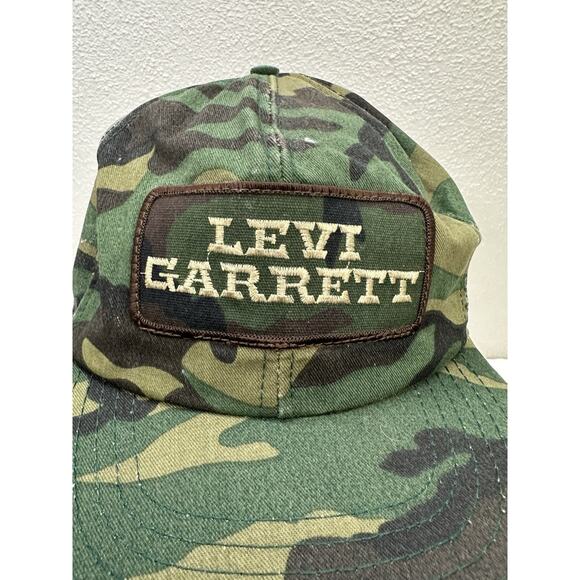 Levi Garrett Chewing Tabacco Snapback Hat Green Camo Patch Logo Vintage USA Made - Picture 2 of 8